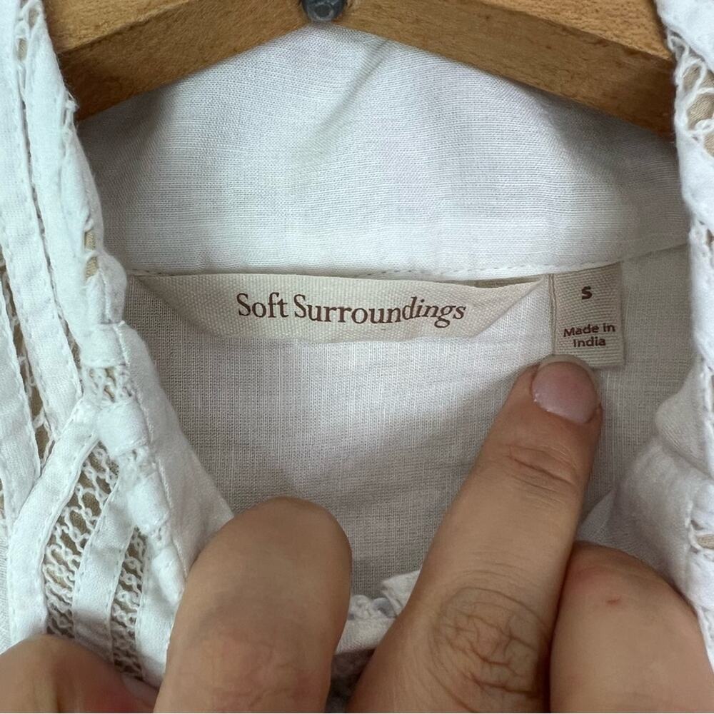 Soft Surroundings Tunic Lilith Mandarin Collar Button Up Cream White S - Picture 6 of 12